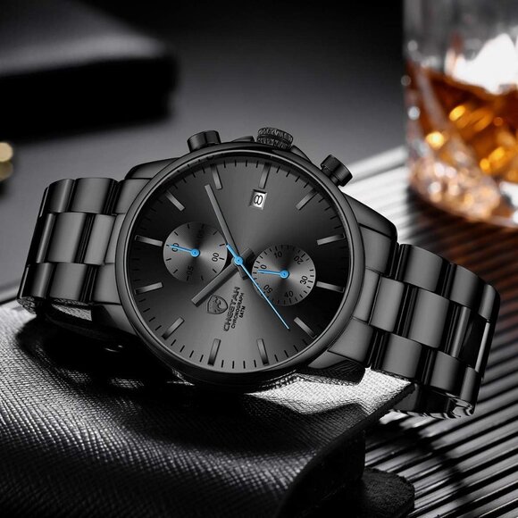 ⚡Men's Watches with Black Stainless Steel and Metal Casual Waterproof Quartz - Picture 4 of 8